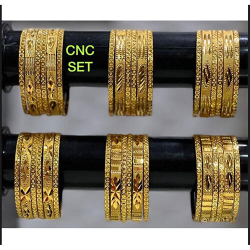CNC Set Brass Bangles, Gold Plated  Brass Bangles