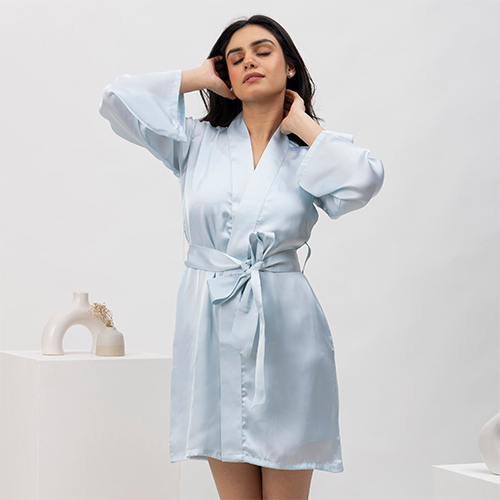 Blissfull Blue Satin Robe