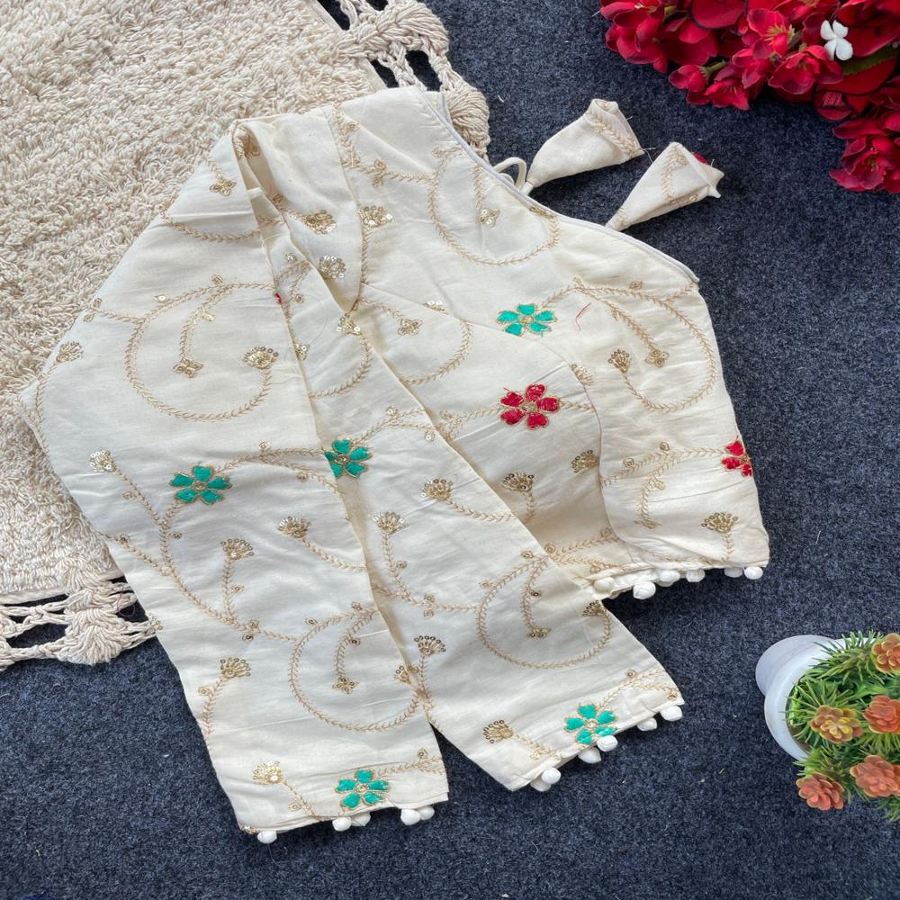 Pure Khadi Coton Blouse - Color: White