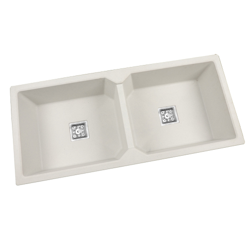 White Quartz Double Bowl Kitchen Sink