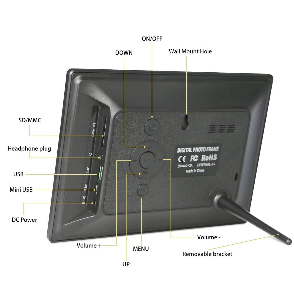 Black 7 Inch Ips Digital Photo Frame