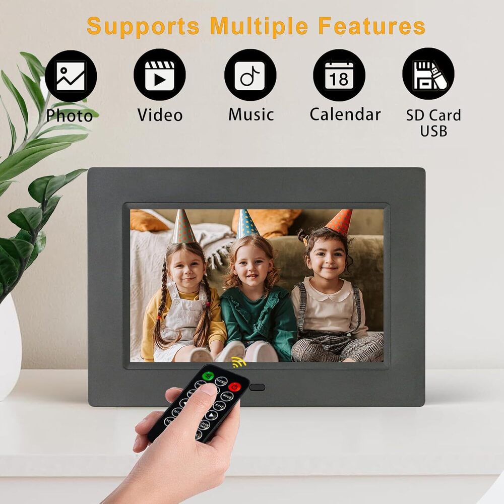 Black 7 Inch Ips Digital Photo Frame
