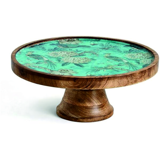 Printed Designer Ooden Cake Stand - Color: Brown