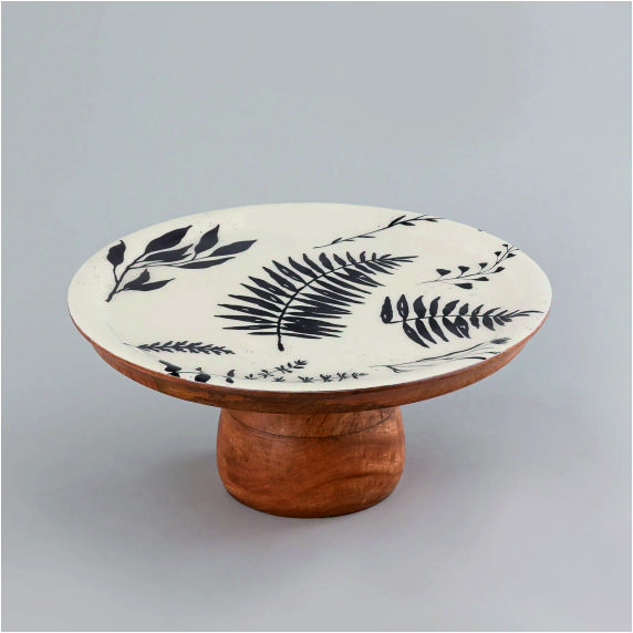 Printed Designer Ooden Cake Stand - Color: Brown