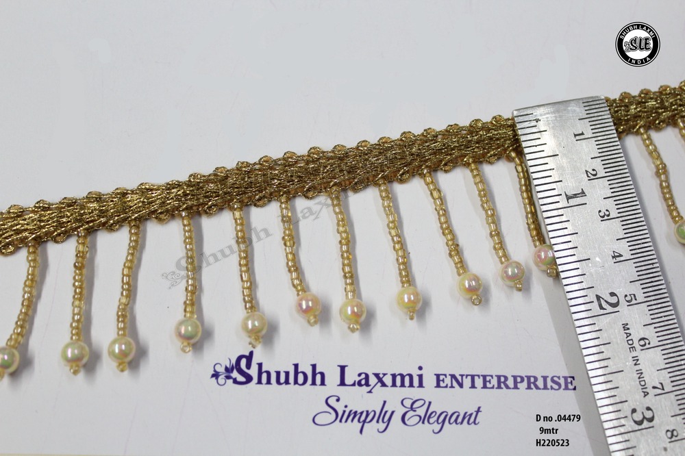 Golden  Latkan Moti Lace
