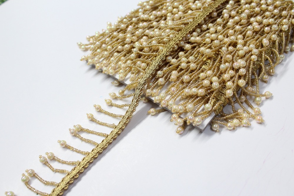 Golden  Latkan Moti Lace