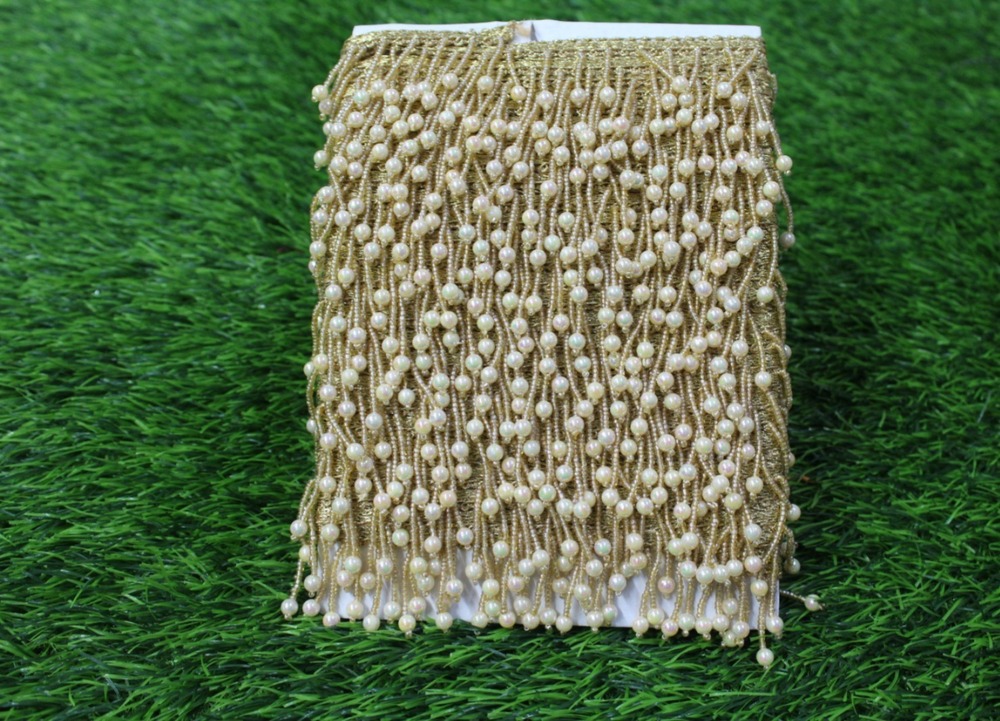 Golden  Latkan Moti Lace