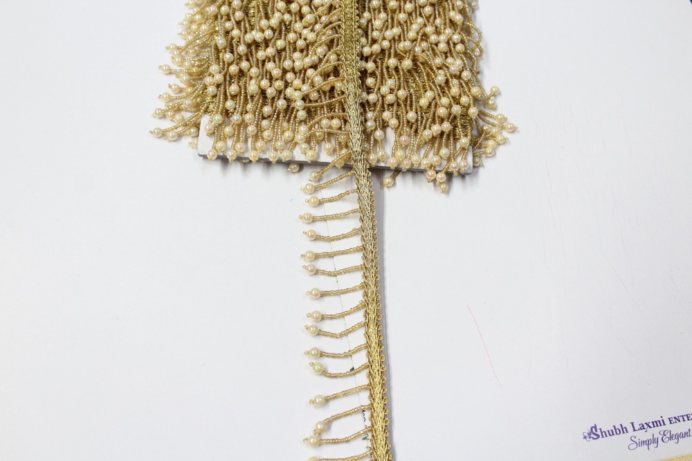 Golden  Latkan Moti Lace