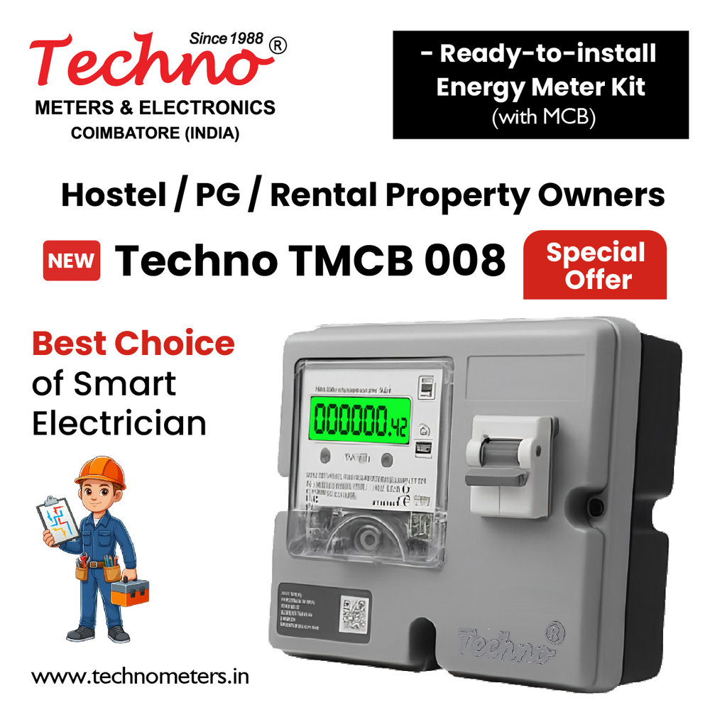 Techno Single Phase Energy Meter With Box And Mcb