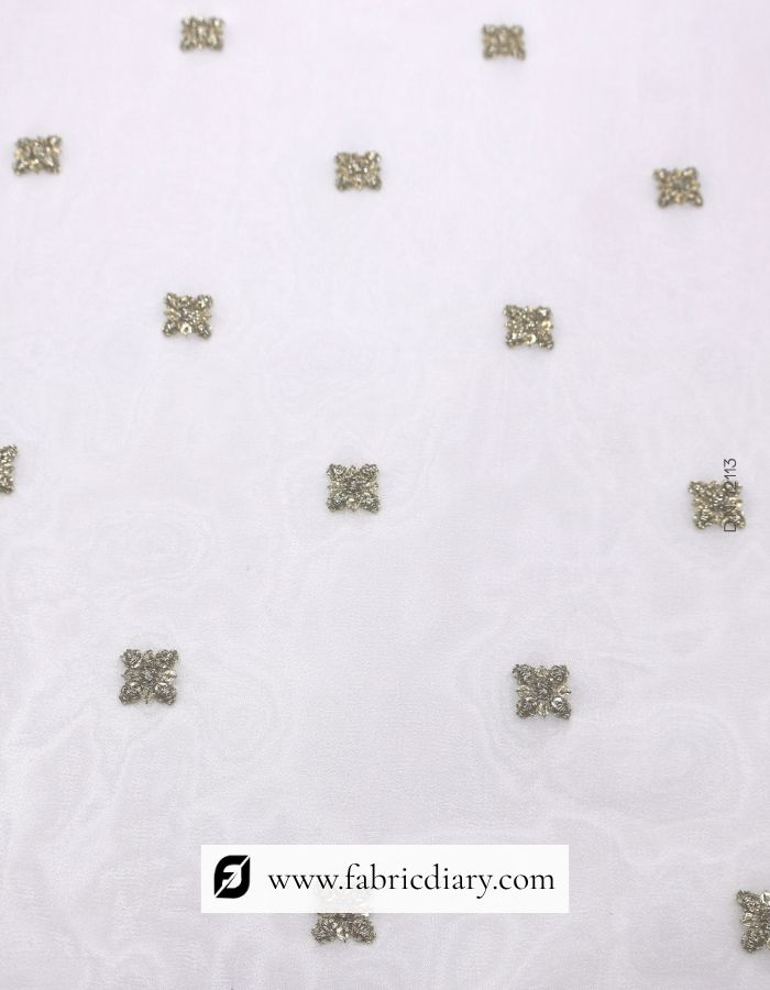 Designer Georgette Embroidered Zari Work Butti Fabric