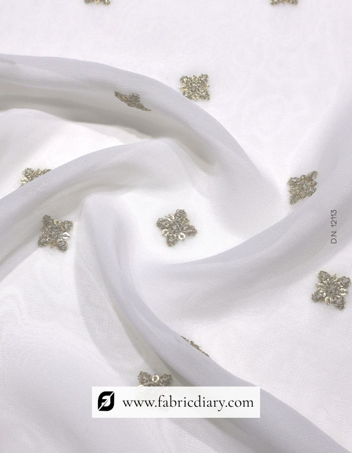 Designer Georgette Embroidered Zari Work Butti Fabric