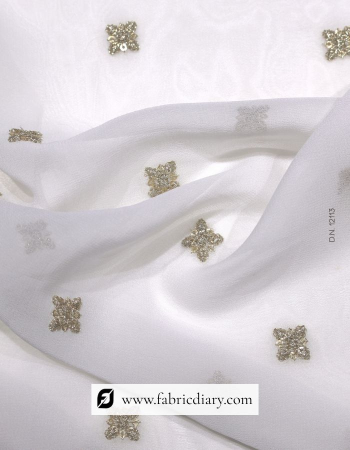Designer Georgette Embroidered Zari Work Butti Fabric