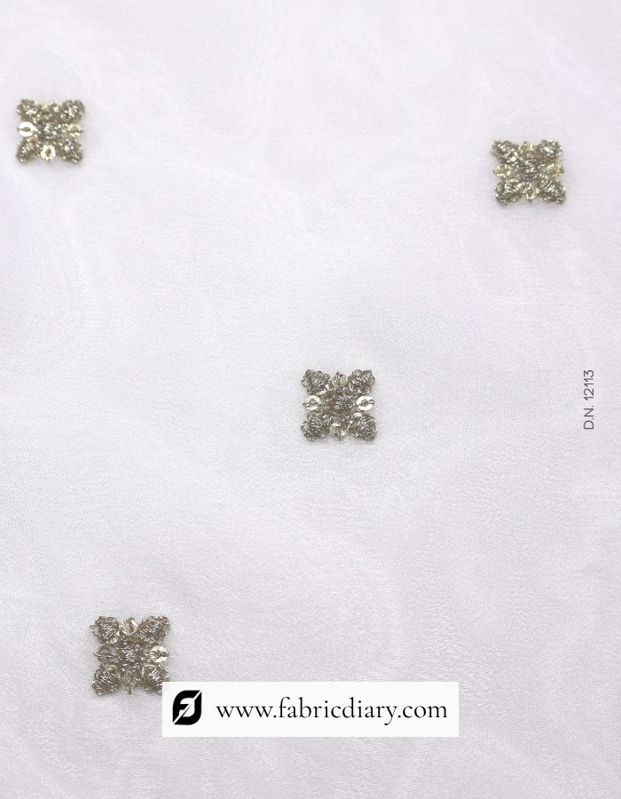 Designer Georgette Embroidered Zari Work Butti Fabric