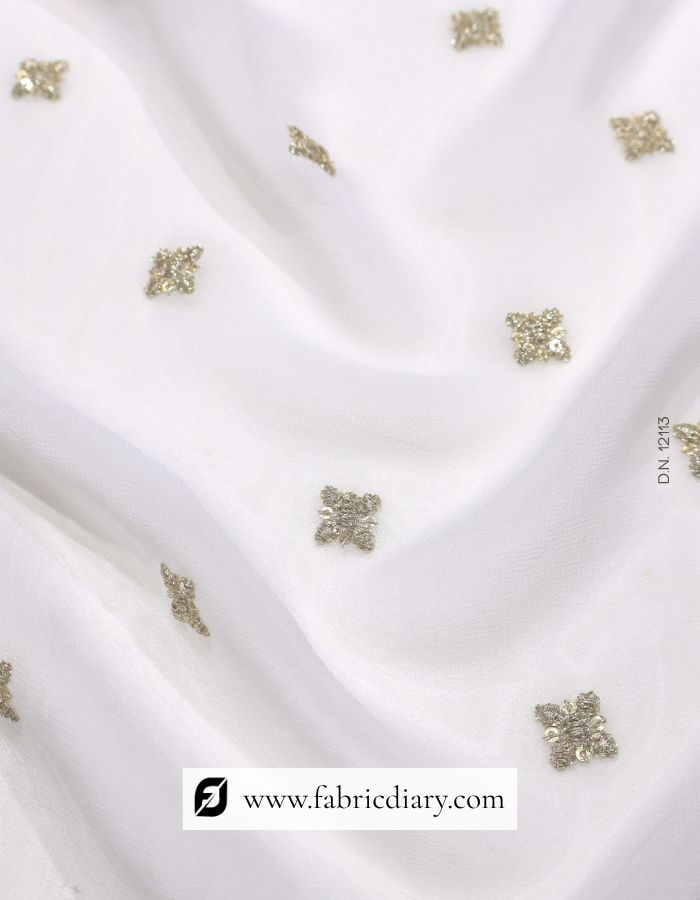 Designer Georgette Embroidered Zari Work Butti Fabric