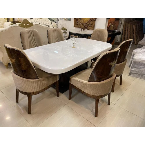 Italian Diana Marble Top Dining Table Set