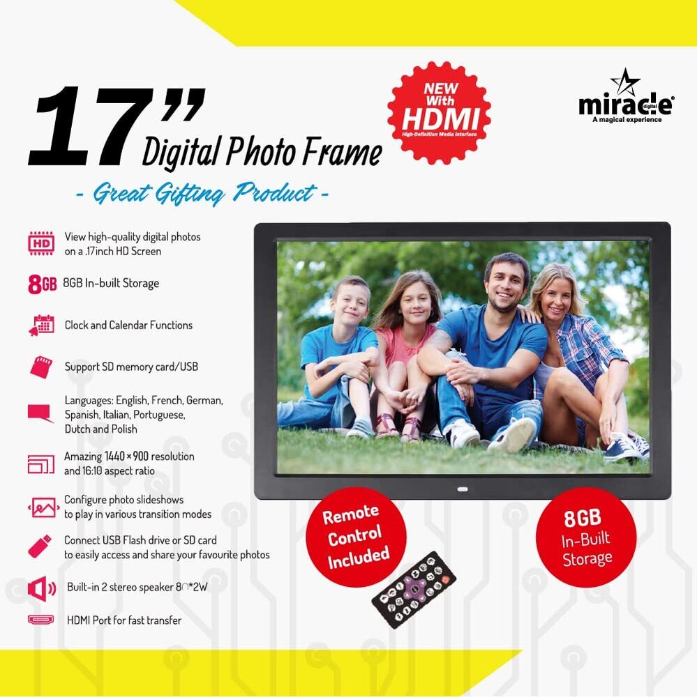 17 Inch Hdmi Digital Photo Frame - Color: Black