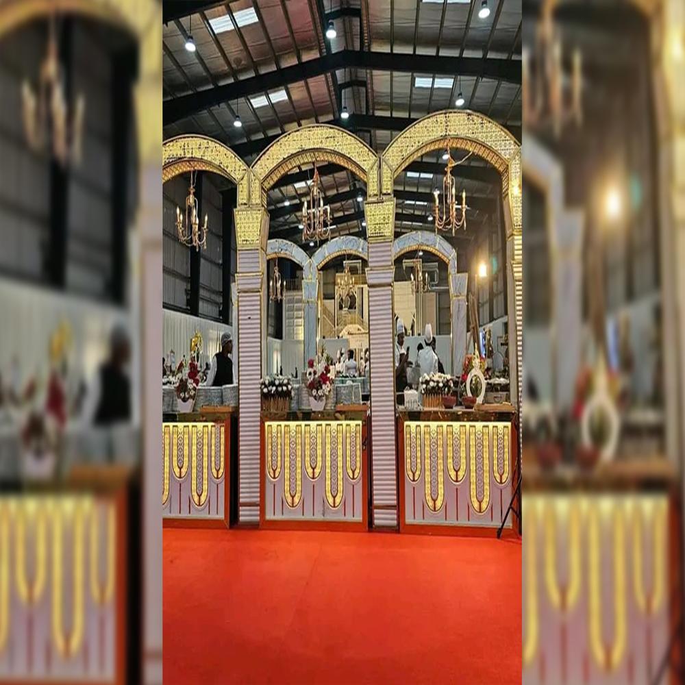 Ethnic wedding buffet stand