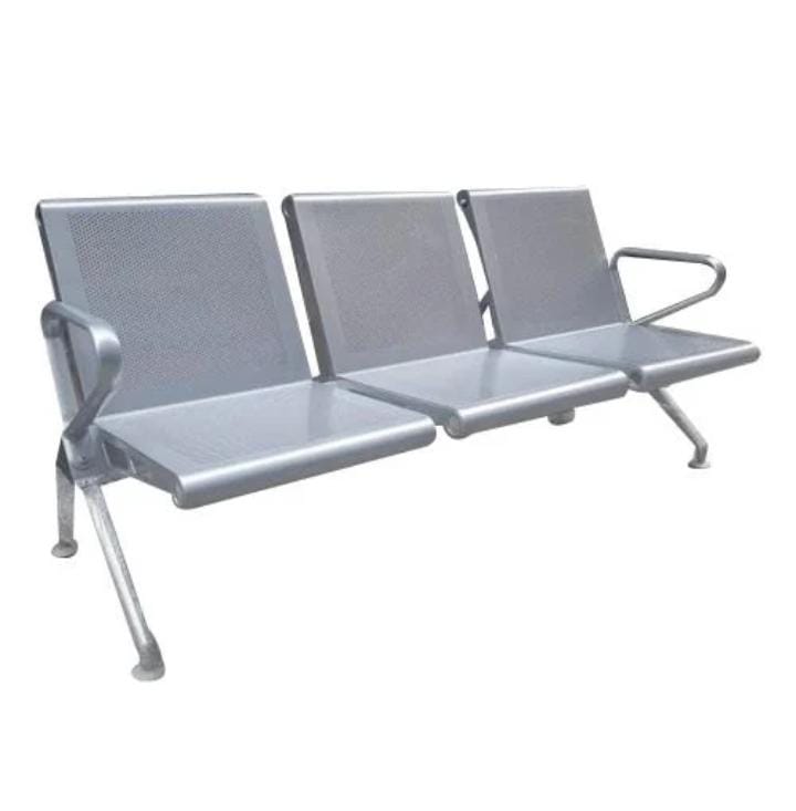 OM WOODS FULL STAINLESS STEEL FRAME 304 GRADE 3 SEATER  WAITING CHAIR 