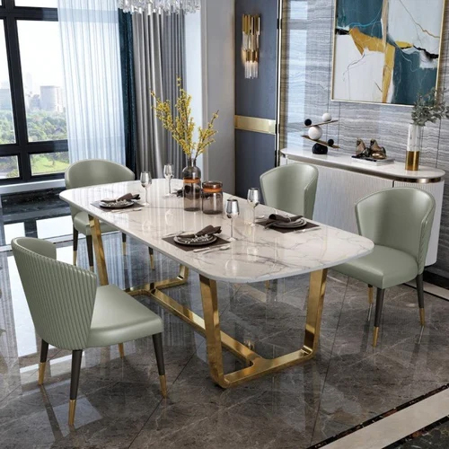 Modern Luxury SS Base Marble Dining Table
