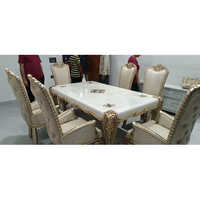Carving Dining Table Set - Color: Brown