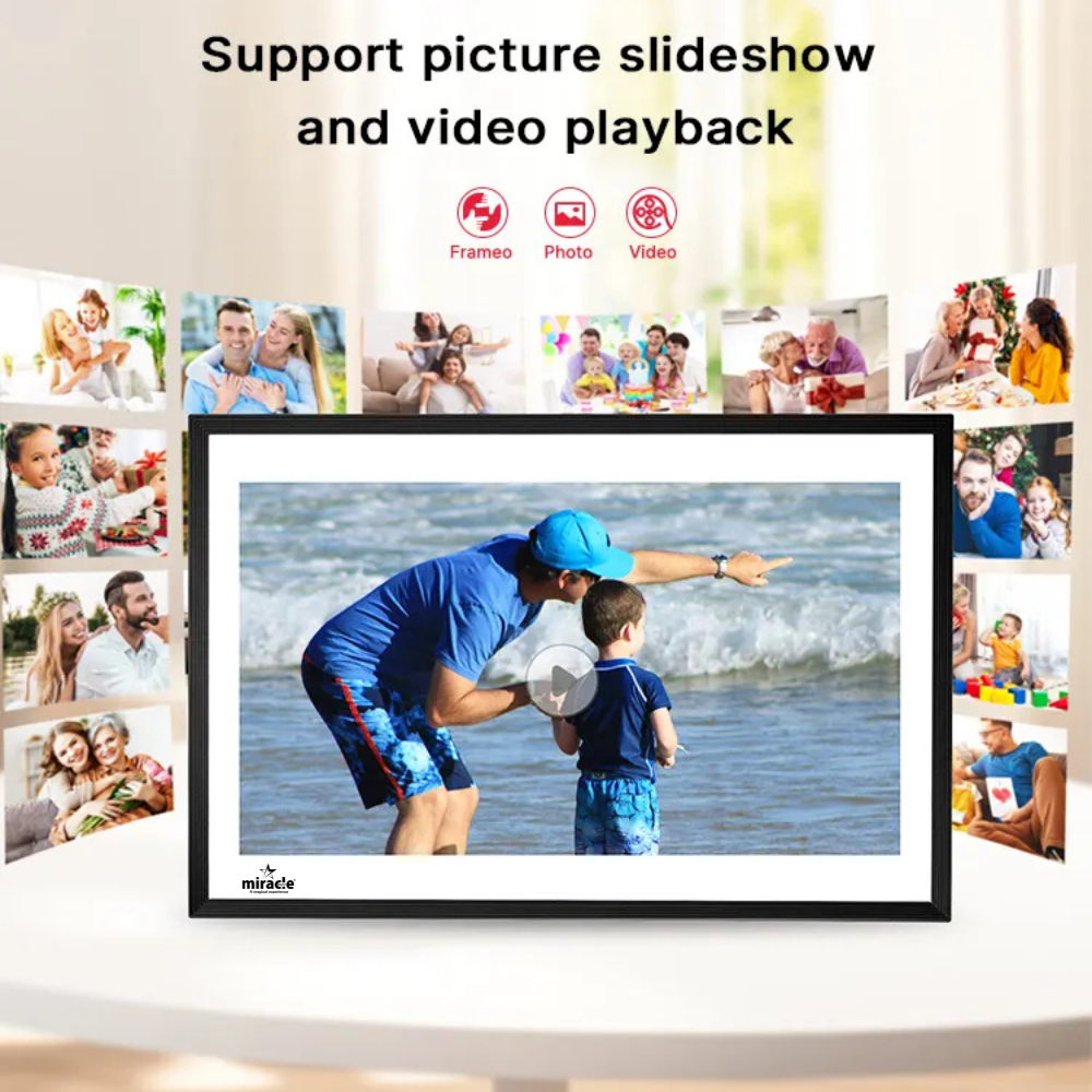 15.6 Inch Wifi Digital Photo Frame - Color: White & Black