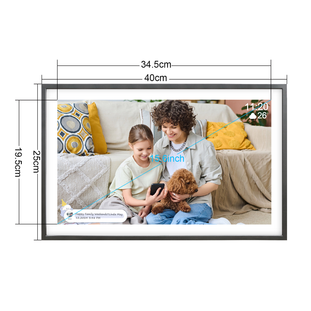 15.6 Inch Wifi Digital Photo Frame - Color: White & Black