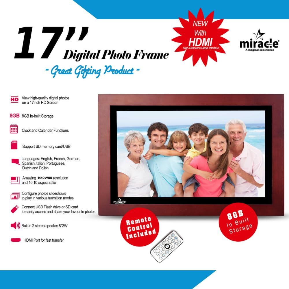 17 inch HDMI Wooden digital photo frame