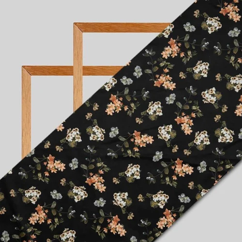 Printed Crepe Fabric - Color: Black