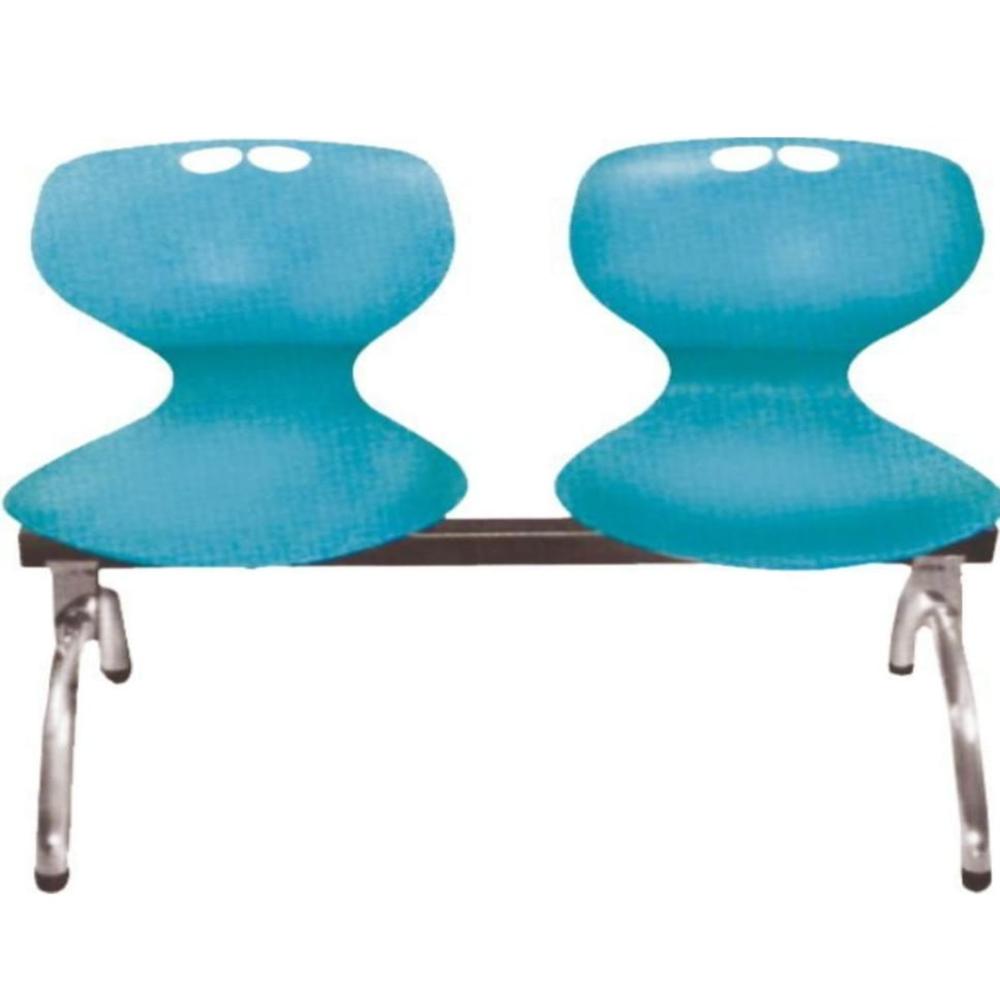 Om Woods Steel Legs Waiting Chair - Plastic Shell, Dual Seating Design | Eco-friendly Coating, Smooth Finish, Commercial Use 
