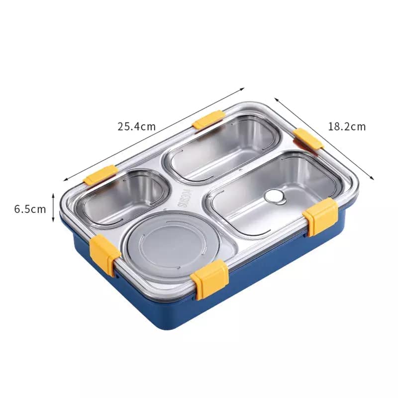 4 Compartment Lunch Box - Color: Silver