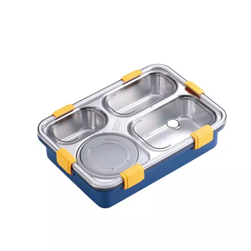 4 Compartment Lunch Box - Color: Silver