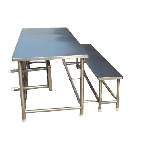 Ss Dining Table With Bench - Color: Silver