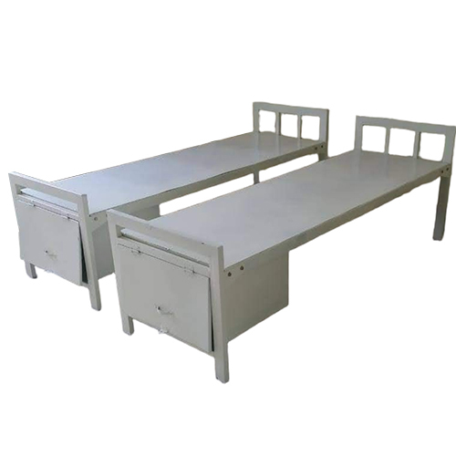 Iron Single Cot With Storage - Color: White