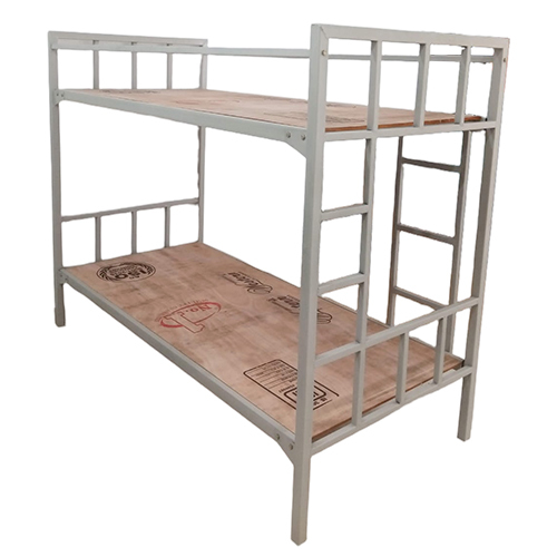 Iron Bunk Bed With Plywood Top - Color: White