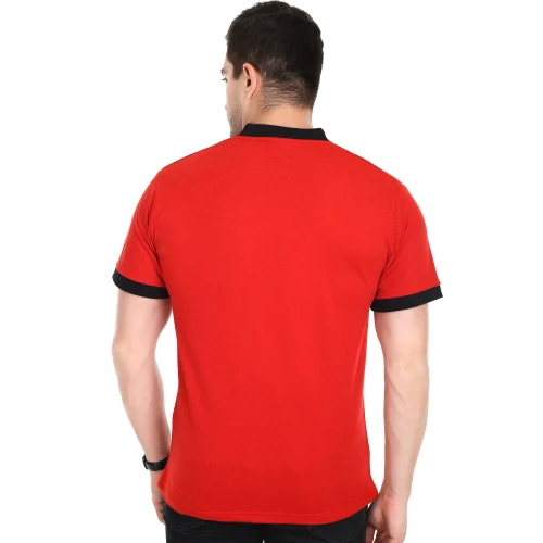 Mens Orange Chinese Collar T Shirt