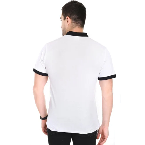 Mens White Chinese Collar T Shirt