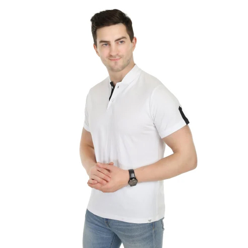 Mens 100% Cotton Sinker Chinese Coller T Shirt