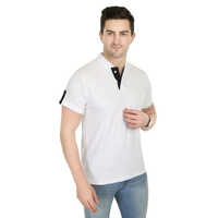 Mens 100% Cotton Sinker Chinese Coller T Shirt