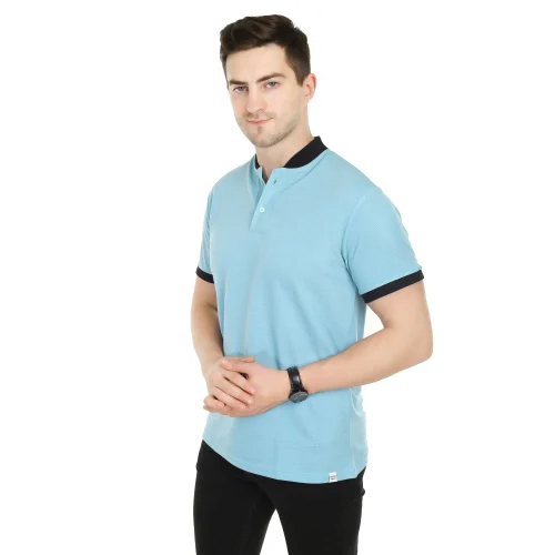 Spun Matty Polyester Chinese Coller T Shirt