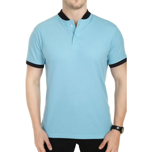 Spun Matty Polyester Chinese Coller T Shirt