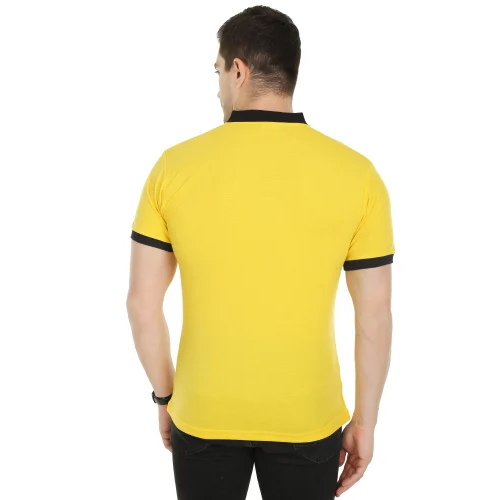Mens Yellow Chinese Collar T Shirt