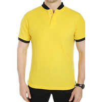 Mens Yellow Chinese Collar T Shirt