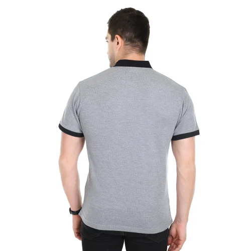 Mens Grey Chinese Collar T Shirt