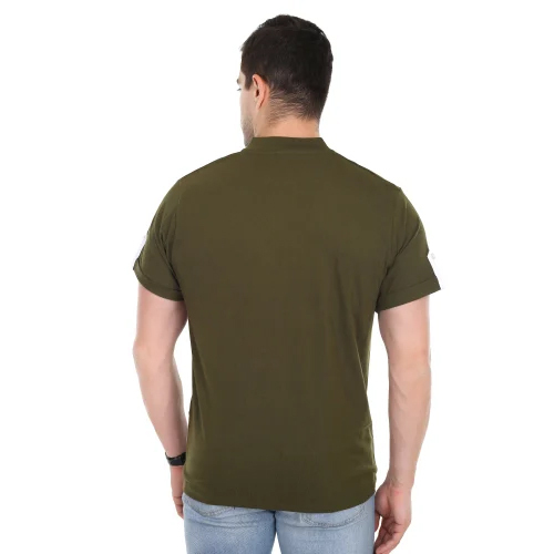 Mens Plain 100% Cotton Sinker Chinese Coller T Shirt