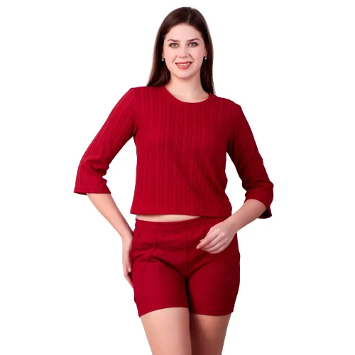 Ladies Maroon Cord Set