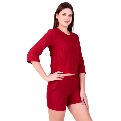 Ladies Maroon Cord Set - Feature: Washable