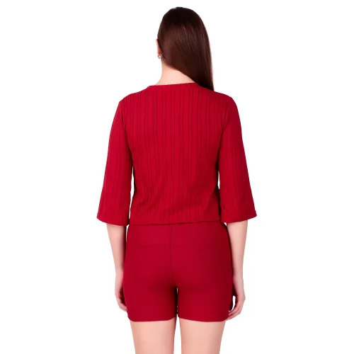 Ladies Maroon Cord Set - Feature: Washable