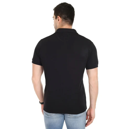 Black Spun Matty Fabric Polo T Shirt