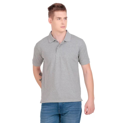 Mens Grey Polo T Shirt