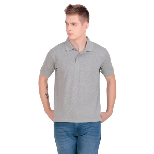 Mens Grey Polo T Shirt